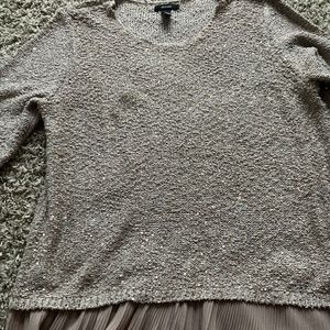 LAST CHANCE  Alfani Womens Pullover Sweater Beige Long Sleeve Sequin Sparkle L